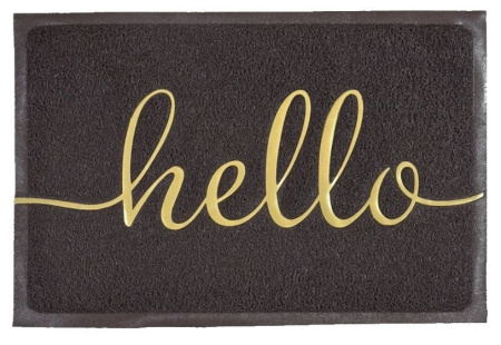 Коврик придверный пористый ComeForte "Hello" 50*80 Коричневый30шт/уп